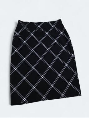 Messini Black & White Plaid Midi Skirt Size 1X | Academia Workwear